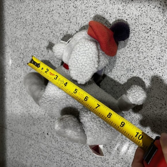 Dakin French Poodle Dog Grey Plush 8in Red Wool Beret Lying 1987 Tush Tag Korea - Picture 8 of 9